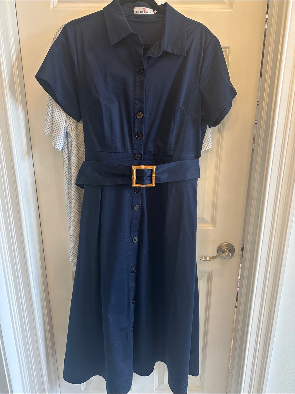 CK Bradley Navy Button-Front Shirt Dress with Belt